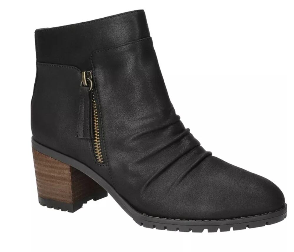 Bella Vita Boots Women's Size 7W Black Janita Ankle Zip Block Heel Booties